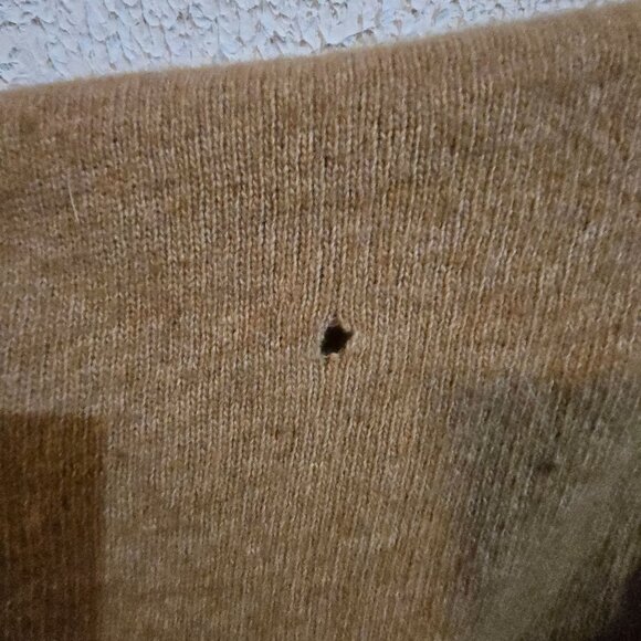 Max Studio Womens Wool/Cashmere Hooded Poncho With Toggle Closure Tan & Dark Gra - Picture 3 of 8